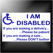1 x I am Disabled, Door Information Sticker - Disability Sign